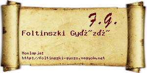 Foltinszki Győző névjegykártya